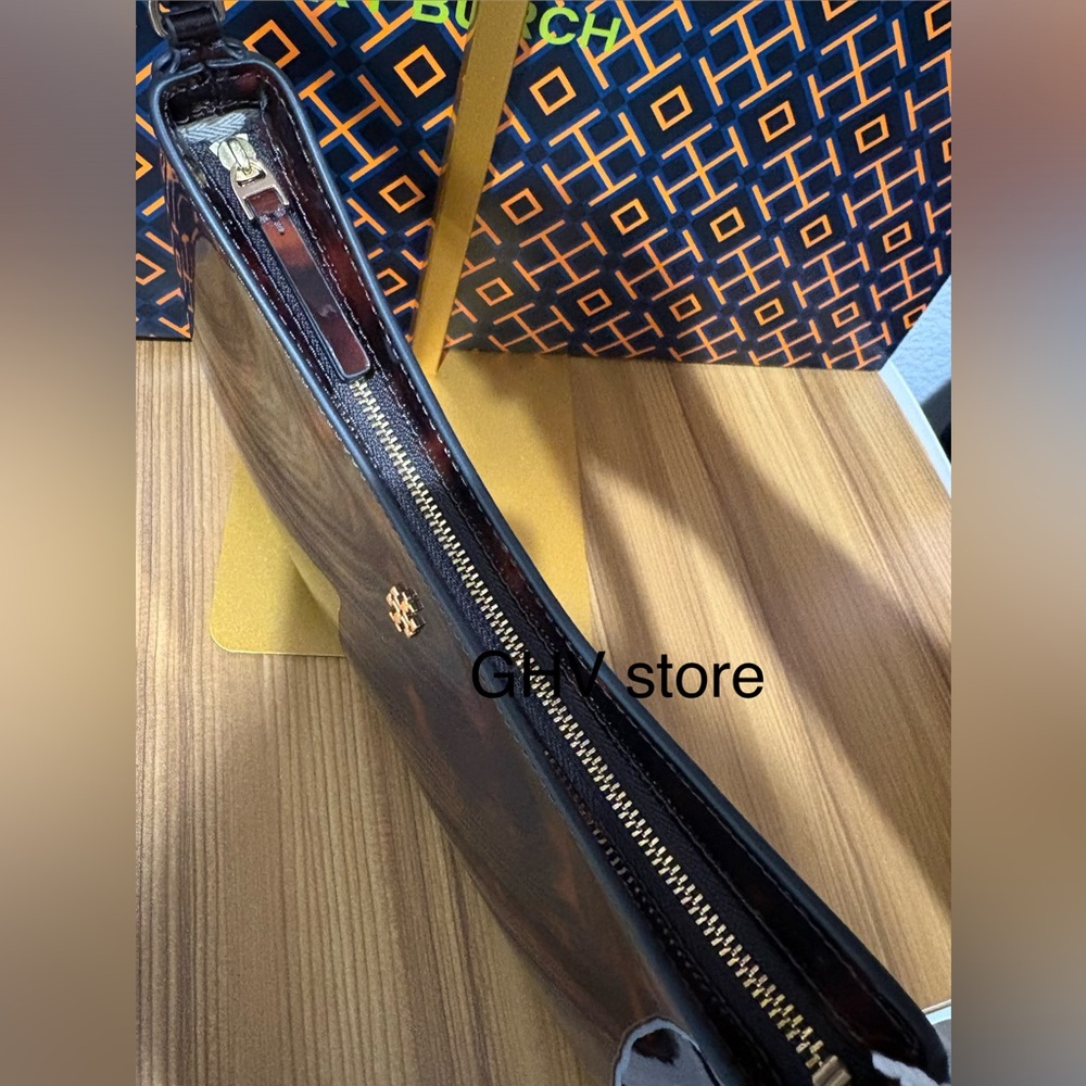 Tory Burch Emerson Brown Tortoise patent  Shoulder Bag - Picture 3 of 8